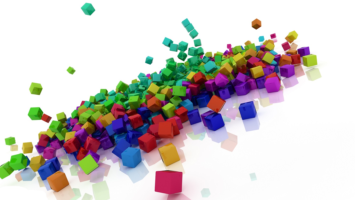 3D Rainbow coloured cubes
